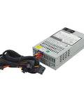 Ultra Efficient 1U 150W Flex PSD Industrial PC Power Supply Supports 110V and 220V Voltage for Global Use Easy Install Plug and Play and Reliable Around the Clock Performance, gray metal PSU with cables