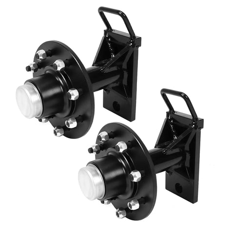 Premium Heavy Duty Shipping Container Wheels Kit featuring steel axles and black hubs designed for eight thousand pound loads.