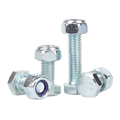 Premium 304 Stainless Steel M6 X 35mm Hex Head Bolts And Anti Loosening Lock Nuts Kit, 50 Sets, Zinc Plated Hex Screws With Washers For Indoor Outdoor Use, Hex Socket Drive, Garage Grade Heavy Duty, Rust Resistant, M6 bolts with lock nuts