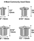 24 Piece Dowel Center Pins for Woodworking Kit, Stainless Steel Drill Center for Dowel and Tenon Alignment, Transfer Plugs, sizes shown
