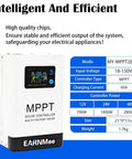 60A MPPT Solar Charge Controller With 18-150VDC Input, Adjustable 12V/24V/48V Output, product specifications and features