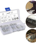 Heavy Duty Pro Grade R Type Cotter Pin Kit With Six Sizes In Galvanized Carbon Steel 100 Piece Set For Tractor And Automotive Repairs organized case
