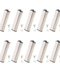 10 Pack Stainless Steel Magnetic Push Latch Cabinet Closers With ABS Door Dampers shown with screws and caps, hardware set