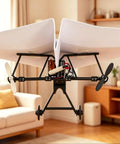 Electric RC Paper Airplane Kit With Gyro Stabilizer And Dual Propellers in living room, showing lightweight foldable design