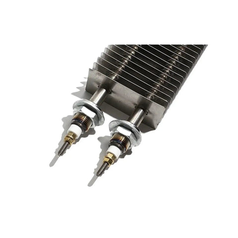 1400W Electric Finned Tubular Heater 230V Hot Air Square Fin M16 Stainless Steel Thread 600mm with fins and threaded ends.