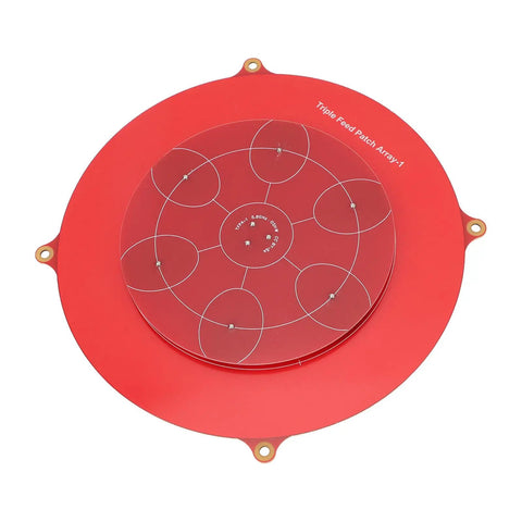 5.8GHz Triple Feed Patch Antenna for Drones and UAVs, Circular Polarized Flat Panel Array, top view with design pattern