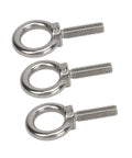 Beefy Stainless Steel Eye Bolts Set For RV And Boat, Heavy Duty Hanger Kit With Washer And Nylon Nut, Easy To Use Lifting Or Hanging Hardware, M10 Size, Ideal For Construction, Vehicles, And Marine Gear., three stainless steel 304 M10 eye bolts