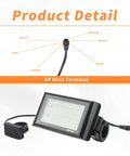 SW900 LCD Display Meter For Electric Bikes And Scooters, Waterproof Connector, 6P male terminal detail shown