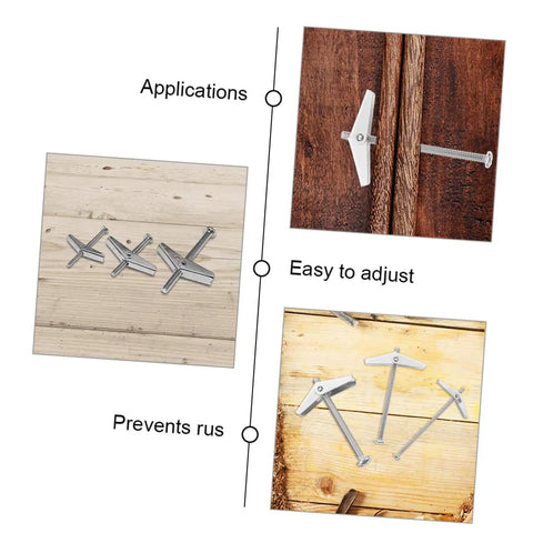 Heavy Duty Toggle Bolt Kit With Steel Drywall Anchors And Wing Nuts, Snap Toggle Bolts For Hollow Walls, Wall Hanging And Fast Installations, DIY Ready Decor Mounts For Cabinets, Shelves And Picture Frames on wood panels