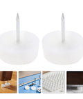 100 Piece White Furniture Glides Set For Chairs And Tables, two round nail-in floor protectors, hardwood and carpet friendly