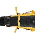 Top view of Bikepacking Saddle Bag 13L Waterproof 500D PVC Cargo Pack with Secure Buckle and Rope Attachment in yellow and black.