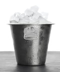 Galvanized bucket with 2 Pack Heavy Duty Chest Handles Zinc Plated Case Pull Handles for easy lifting, filled with ice, front view
