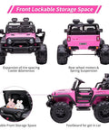 Powerful 24V Kids Ride On Dual Seat Electric Car With Remote Control Dual 120W Motors Battery Powered Pink Storage Features