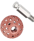 Get This 38mm Tire Repair Grinding Head With Coarse Grit Buffing Wheel And Linking Rod For Serious Tread Prep And Smooth Finish Work On All Your Vehicle Projects Today, featuring a coarse pink grinding head and linking rod.