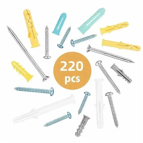 Heavy Duty Self Drilling Drywall Anchors Kit 220 Piece Wall Plugs Expansion Bolts Yellow Zinc Plated Carbon Steel Rust Resistant Quick Install No Pre Drill For Drywall And Light Masonry Projects, 220 pcs