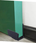Barn Door Track Stop Floor Guide Ground Mount Adjustable Black Carbon Steel Hardware Kit For Sliding Doors Works On Pre Grooved Or Non Grooved Doors Easy To Install DIY Barn Door Accessory installed on green door