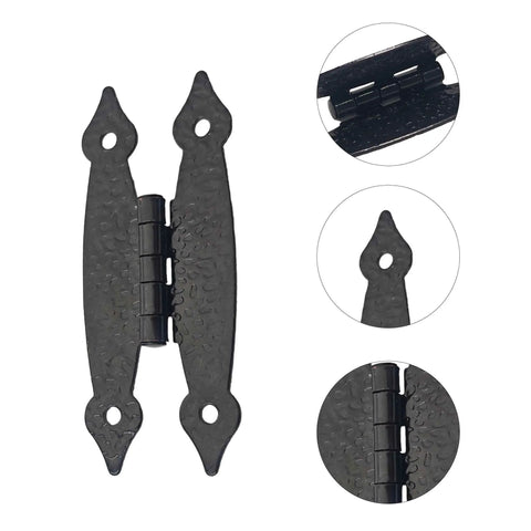 4 Pack 3.5 Inch Antique H Shape Cabinet Hinges Black Flat Flush For Cupboard Wardrobe Boxes Drawers Durable Steel