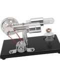 Stirling Engine Model With Colorful LED Light, Cool Hands On Educational DIY Power Generator Toy That Converts Heat Into Electricity, metal base