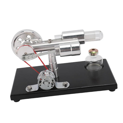 Stirling Engine Model With Colorful LED Light, Cool Hands On Educational DIY Power Generator Toy That Converts Heat Into Electricity, metal base