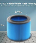 Two Pack VF3500 Replacement Filter for Ridgid Wet Dry Vacuums to 4.5 Gallon and 3 Layer Pleated Design