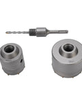Heavy Duty Concrete Hole Saw Kit For Brick Walls Featuring High Carbon Tungsten Steel And Yg8c Alloy Tips That Drill Fast Through Masonry On Any Job Site Without Breaking, 80mm and 60mm