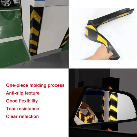 Heavy Duty L Shape Wall Corner Guard With Glowing Reflective Rubber Strip For Garage Warehouse Pillar Safety To Shield Beat Up Corners From Vehicle Bumps And Deliver Rock Solid Night Visibility For Anyone Parking Any Truck After Dark