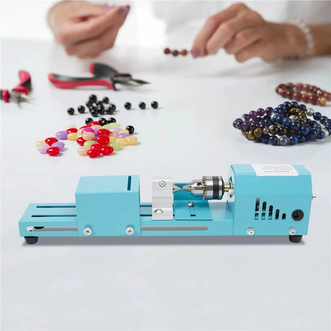 Mini Metal Wood Lathe Machine Corded Electric Compact Desktop Milling Tool For Small-Leaf Rosewood Craft Projects on workbench.