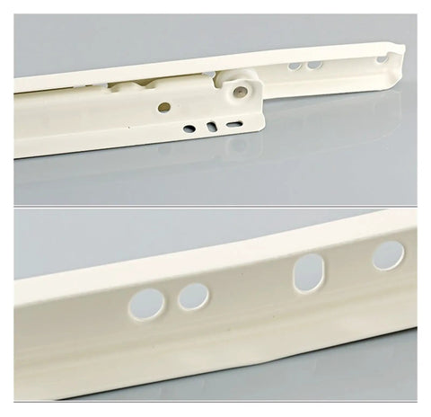 Close-up of Heavy Duty Drawer Track Slides For Two-Cabinet Furniture System No Fuss Glide For Computer Desk Drawers 10 Inch