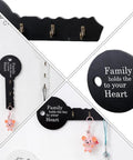 Old School Key Shaped Wall Mounted Coat Hooks Rack In Durable Black Oak Wood For Entryways And Closets Decorative Hanging Organizer close-up view with hooks and keychain.