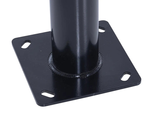 Bottom view of the Badass 24 Inch Steel Garage Safety Bollard Wall Defender Pipe Guard With Pre Drilled Mounting Holes in matte black.