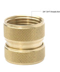 Brass 4-Piece Quick Connect Garden Hose Fittings, 2 Sets, Heavy Duty Adapters With Grippy Handles, close-up of female connector.
