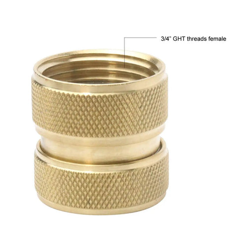 Brass 4-Piece Quick Connect Garden Hose Fittings, 2 Sets, Heavy Duty Adapters With Grippy Handles, close-up of female connector.