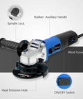 Badass 4.5 Inch Angle Grinder With 7.5 Amp Motor And 900W Power Delivers 11000 Rpm for precise cutting and grinding close-up.