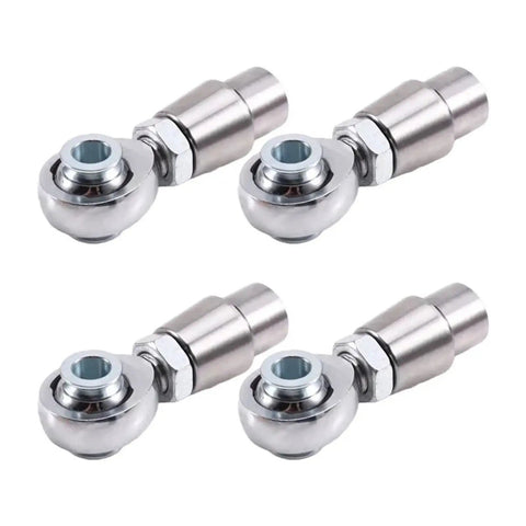 Rock Solid Heavy Duty Heim Joint Rod End Kit With Tube Adapters And Spacers 4Pc 5/8x18 Left Right Thread jam nuts in silver.