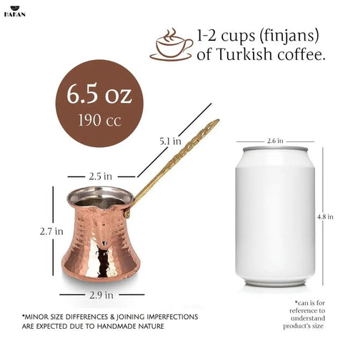 Turkish Coffee Pot For Stovetop Copper Water Boiler And Milk Warmer Even Heat And Quick Brew Handcrafted Copper Craft 6.5 Oz