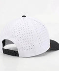 Back view of Tiger Golf Hat Dope Adjustable Rope Cap For Men with black strap and perforated design in white fabric.
