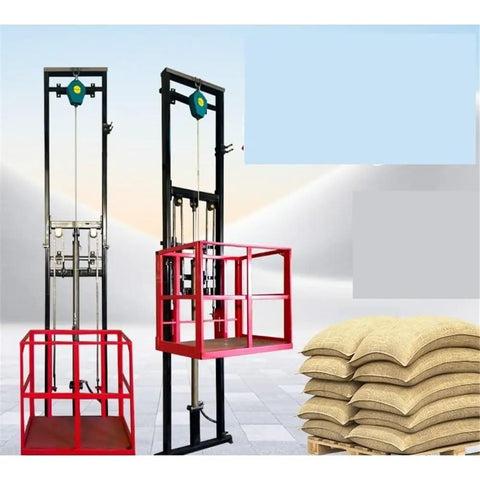 Compact Electric Lift Table With Guide Rail For Warehouse Or Basement, sturdy red and black lift tables with lifting mechanism