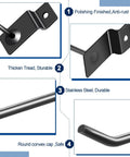 Close-up of black 100 Pack Slatwall Hooks For Slat Wall Panels Heavy Duty Metal Hangers, showing features like anti-rust and thickness.