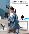 12 Inch Motorized Rotating Turntable Display Stand With 360 Degree Spin For Product Photography showcasing jewelry on a smooth electric platform.