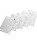 Thick Iron Flat Leg Mounting Plates For Tables And Sofas Quickly Fix Wobbly Furniture Legs With Hella Sturdy Brackets, pack of 5 silver plates.