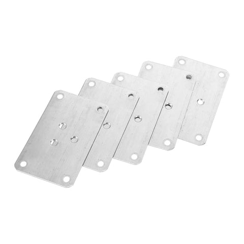 Thick Iron Flat Leg Mounting Plates For Tables And Sofas Quickly Fix Wobbly Furniture Legs With Hella Sturdy Brackets, pack of 5 silver plates.
