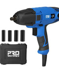 7.5 Amp Electric Impact Wrench 1/2 Inch Drive With 450 Ft Lbs Max Torque 3400 RPM No Load Speed Includes 4 Sockets And Carry Case