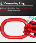 Heavy Duty G80 Manganese Steel Chain Lifting Slings With Four All Purpose Hooks Designed To Haul Massive Loads On Site Straight Up Reliable And Built Like A Tank For Daily Professional Rigging Operations showing a high-strength connecting ring in red.
