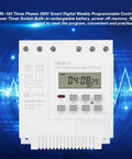 Three Phase 380V Digital LCD Timer Switch with weekly programmable relay and easy wiring setup for motors and equipment