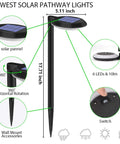 Diagram of Outdoor Solar Path Lights Waterproof Landscape Pathway Lighting Kit With 6 Cool White SMD LEDs features and dimensions