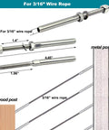 3 16 Inch T316 Stainless Steel Stud Tensioner Cable Railing Hardware Set For Wood And Metal Posts Indoor Outdoor Use Heavy Duty