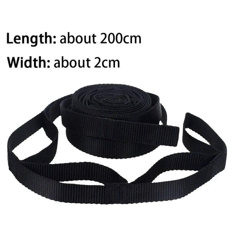 2 Pack Hammock Straps Set 200cm No Stretch Suspension Straps For Tree Hanging Outdoor Camping Hiking Yoga And Luggage Racks Easy Adjustable Quick Attach - close-up of rolled black straps showing length and width dimensions