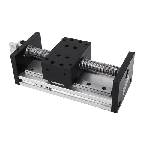 Precision Linear Motion Guide Actuator With Hand Wheel For CNC X Y Z Axes, 100mm Stroke aluminum alloy linear stage view from side.