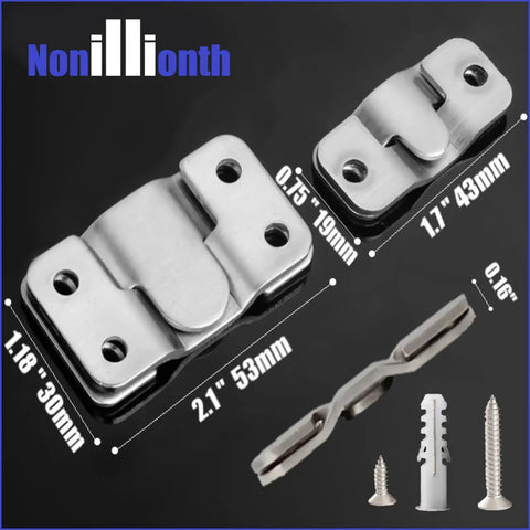 Built Like A Tank French Cleat Picture Hanging Kit With Six Stainless Steel Wall Mount Brackets And Anchors For Zero Sweat Art Gallery Displays And Outdoor Bird Feeders Setup, featuring stainless steel brackets and anchors.