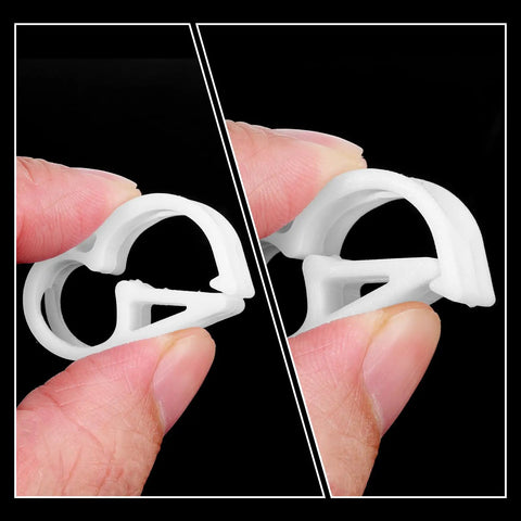 Close-up of open and closed positions of the Adjustable Plastic Tubing Clamps Set, 10 Pcs For 1/8 To 5/32 Inch Tube Outer Diameter